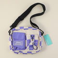Chequered pocket shoulder bag - blue