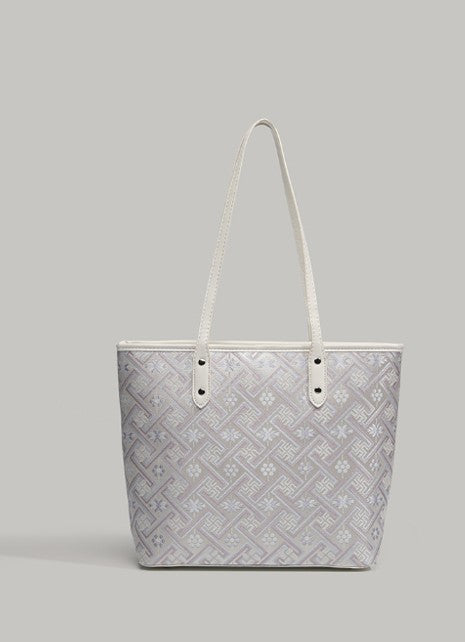 Women Bag V198 Beige White