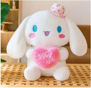 15" Heart White Dog