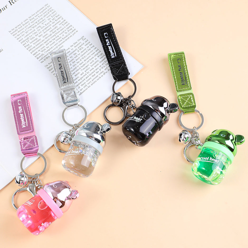 Double layer electroplating oil floating bear keychain