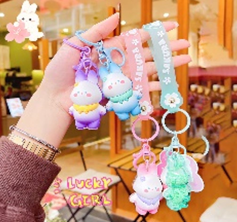 Spring and sakura travel rabbit key chain