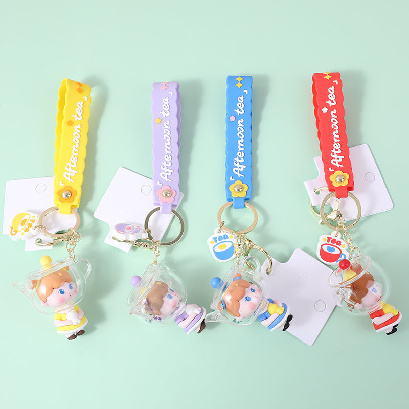 Duck afternoon tea girl with cord key chain