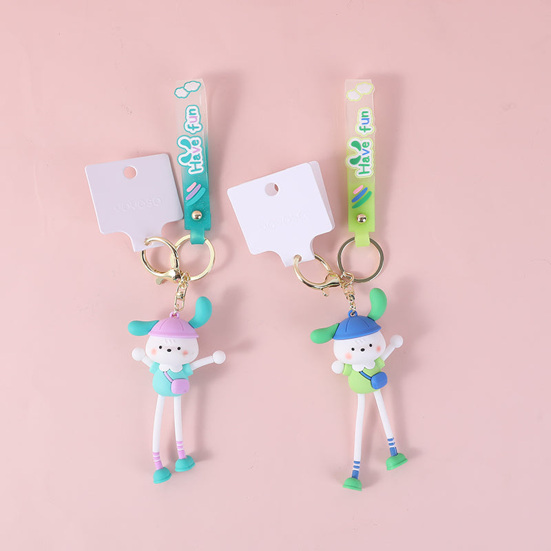Dogs love school series key chain with rope-stretchable puppy (YSK02308)