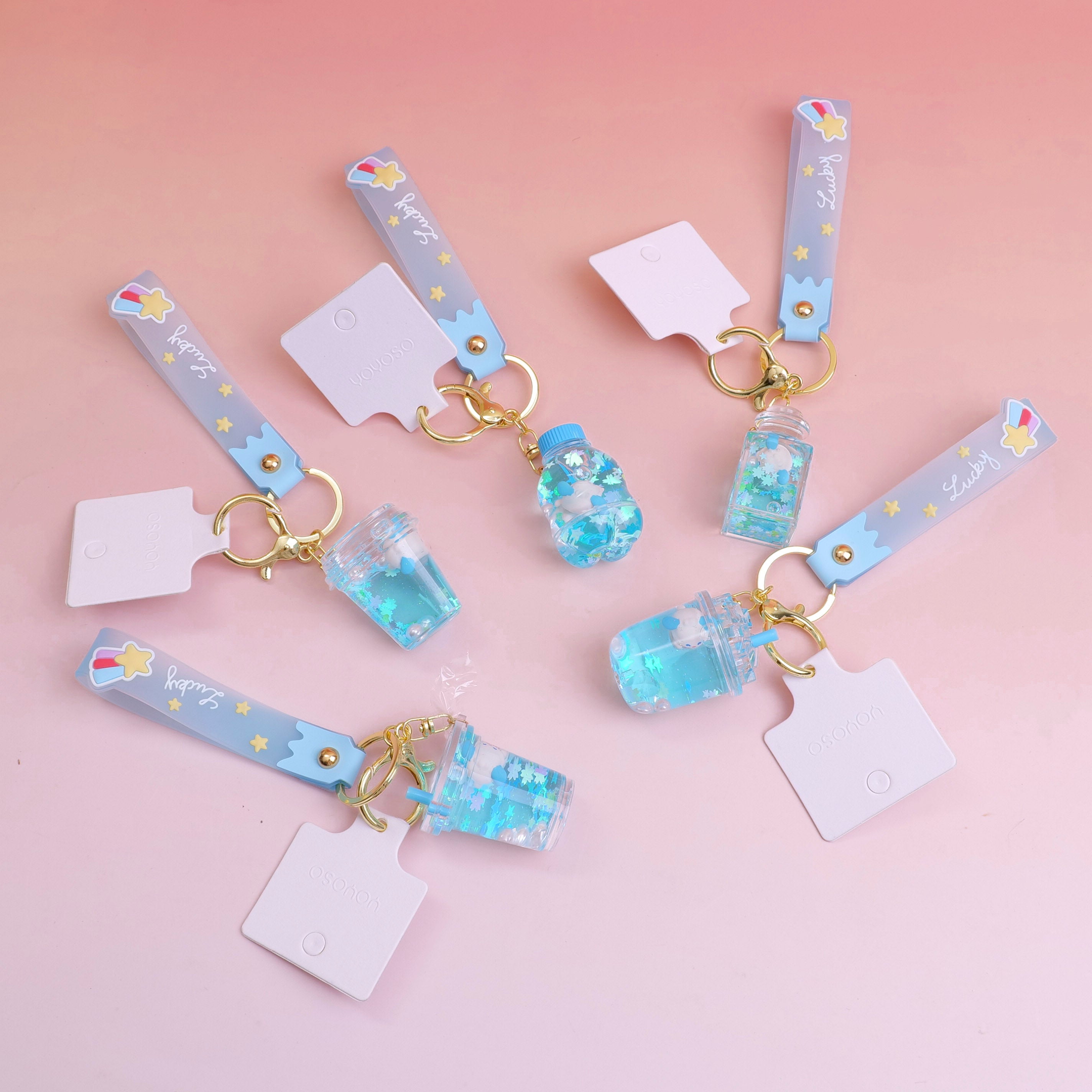 Blue-eared Puppy Oil-filled Keychain