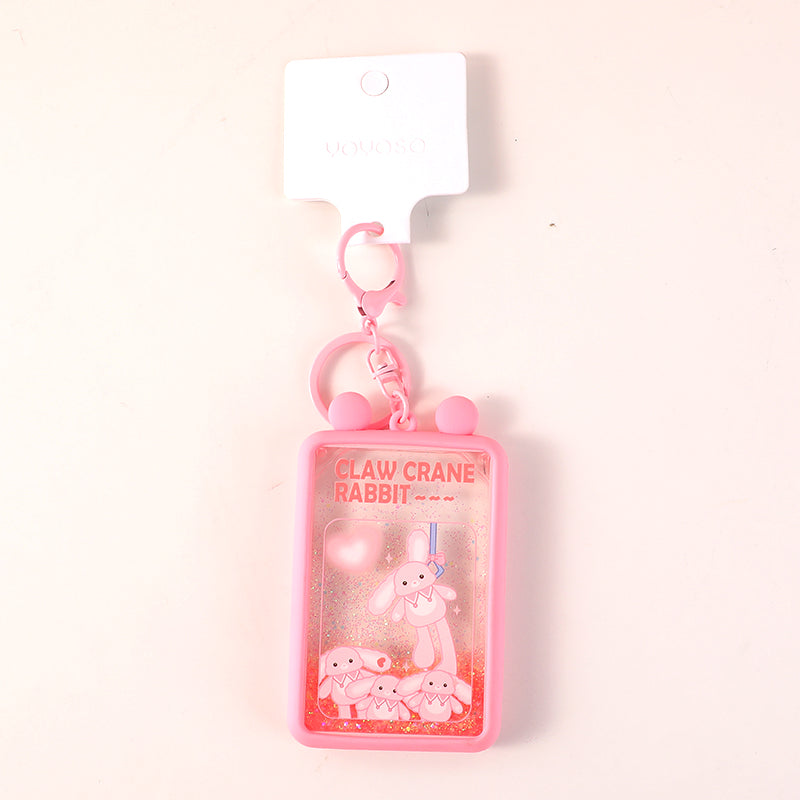 Oil-filling crystal-grab doll key chain