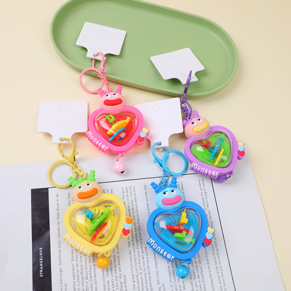 Heart shaped maze monster keychain