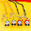 Apple safety happiness persimmon panda plush rope keychain