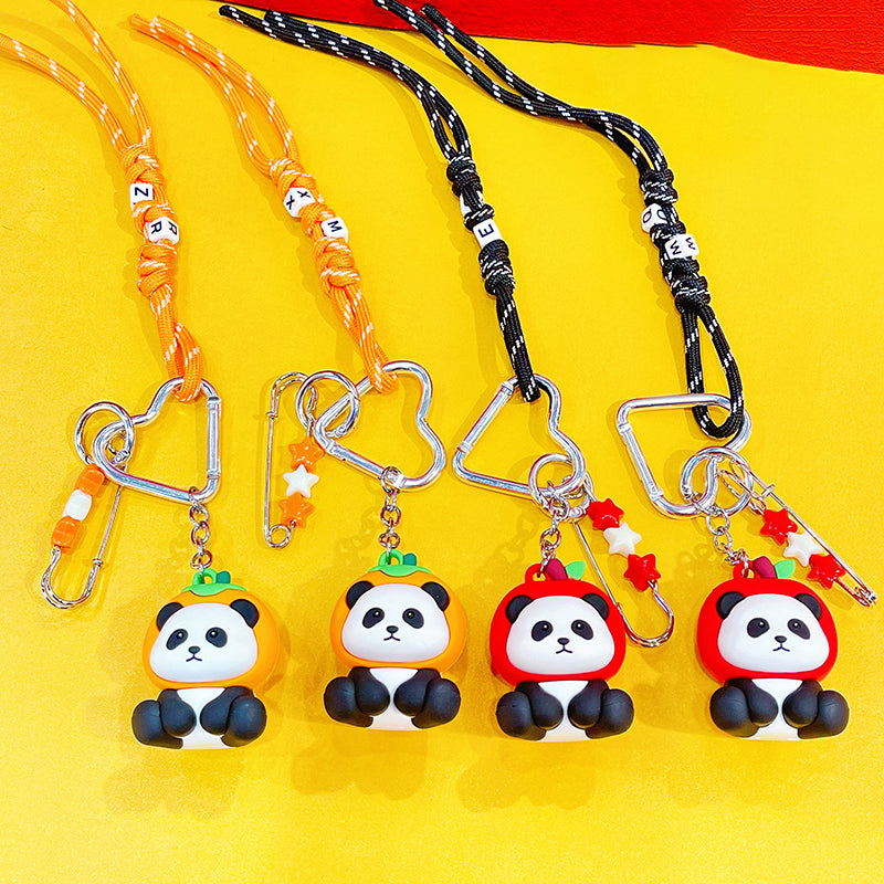 Apple safety happiness persimmon panda plush rope keychain
