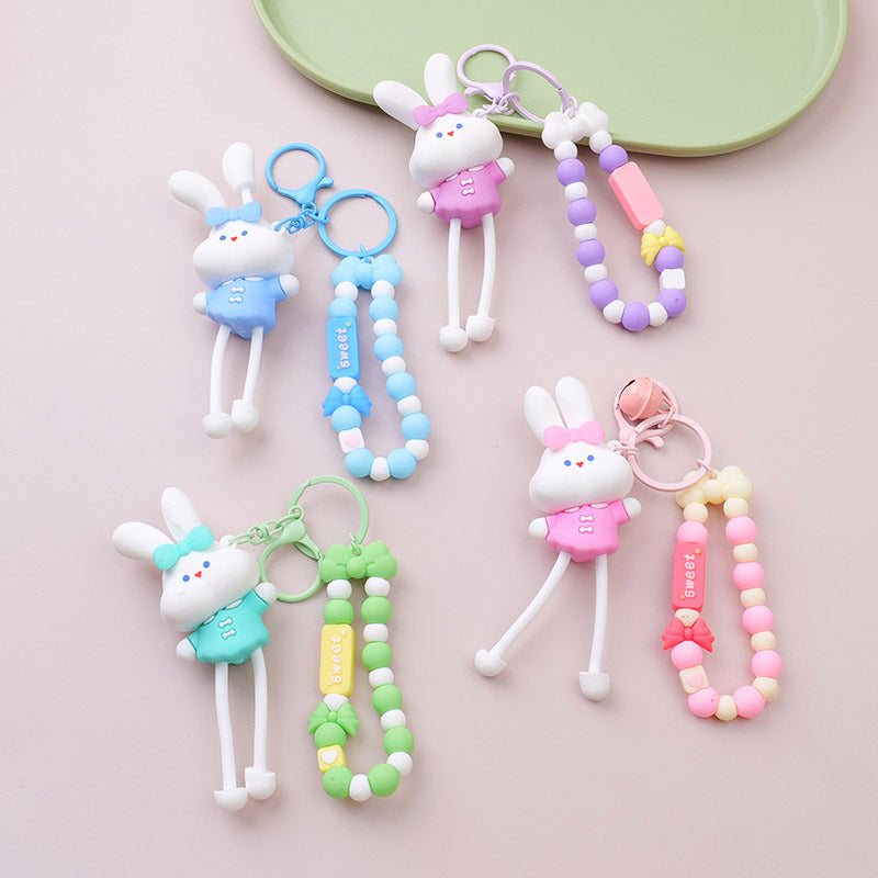 Pulling rabbit keychain