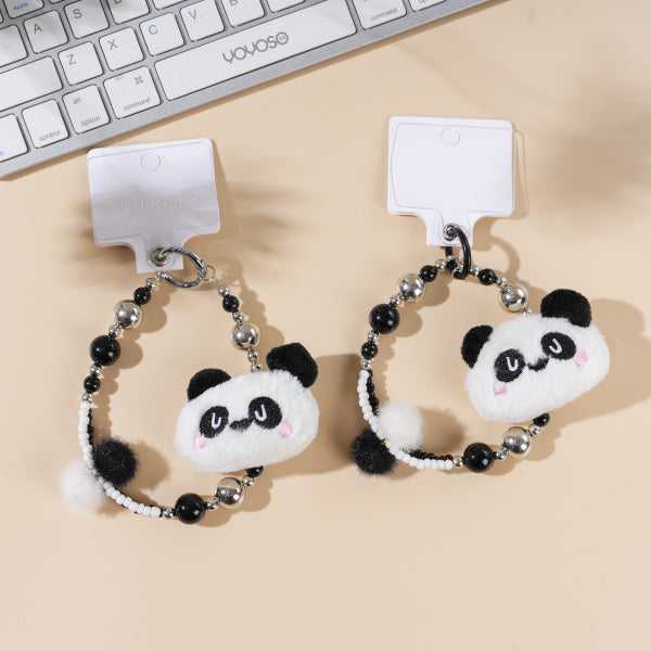 Plush Panda Head Phone Chain