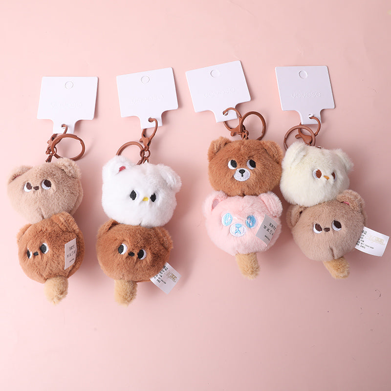 Eggy bear stretchable plush doll key chain