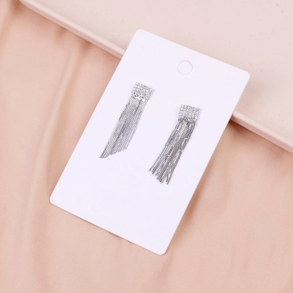 Elegant long tassel earrings - silver
