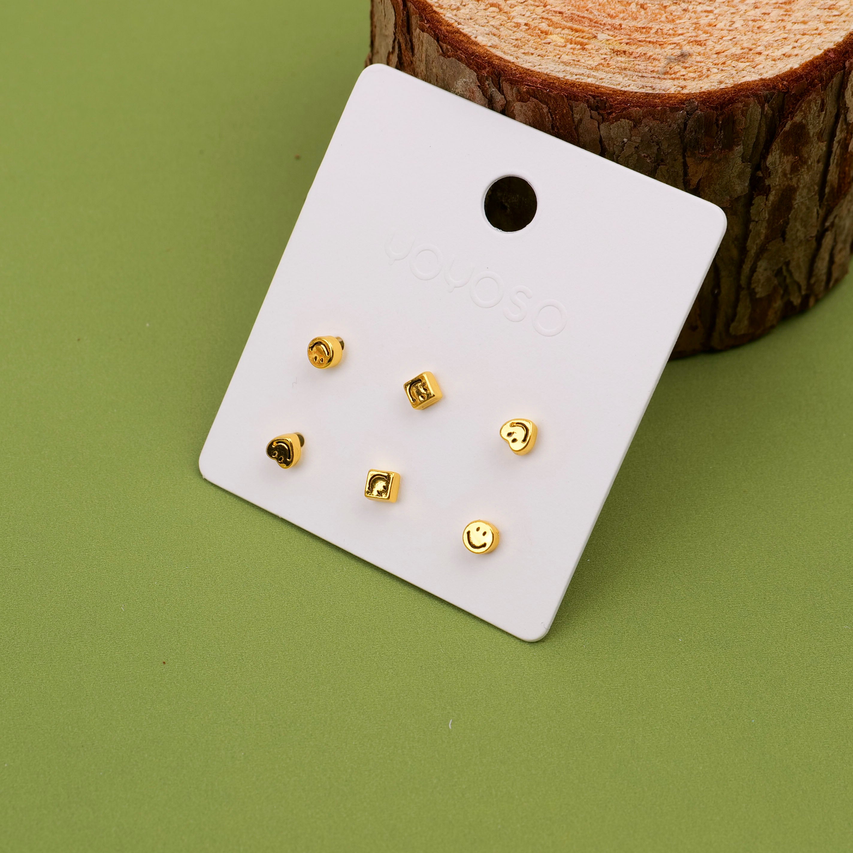 Geometric smiling delicate earring