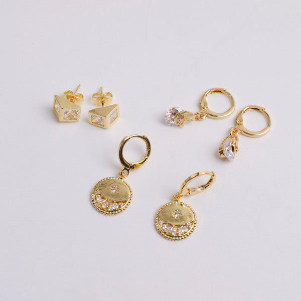 Star Maple Leaf Earrings Three Pair Set