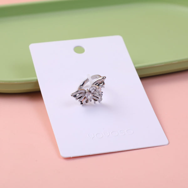 Silver butterfly opening ring