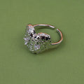 Silver Diamond Heart Open Ring