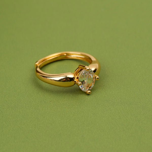 Gold Mono Zirconia Ring
