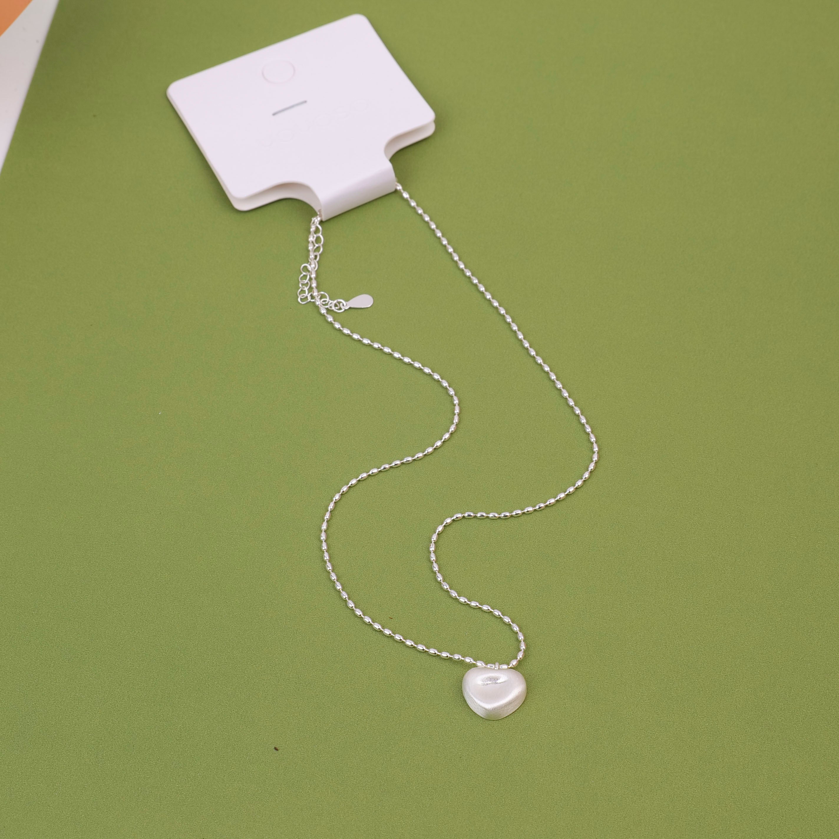 Frosted Brushed Heart Necklace