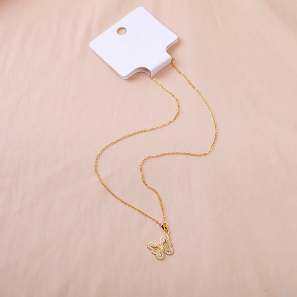 Butterfly pendant gold necklaces -2