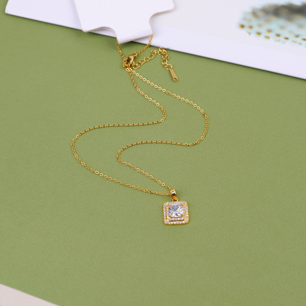Retro square rhinestone necklace
