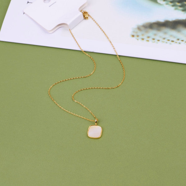 French square shell necklace