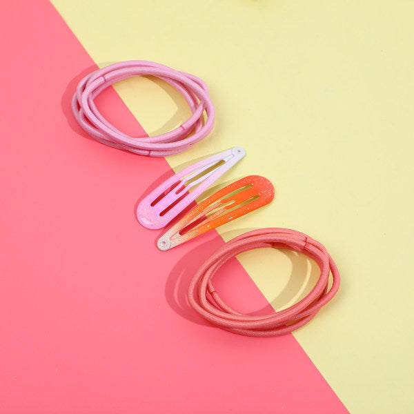 Shiny pink oil drop hair accessory set