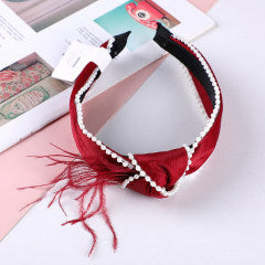 Red series-pearl knotted hair hand