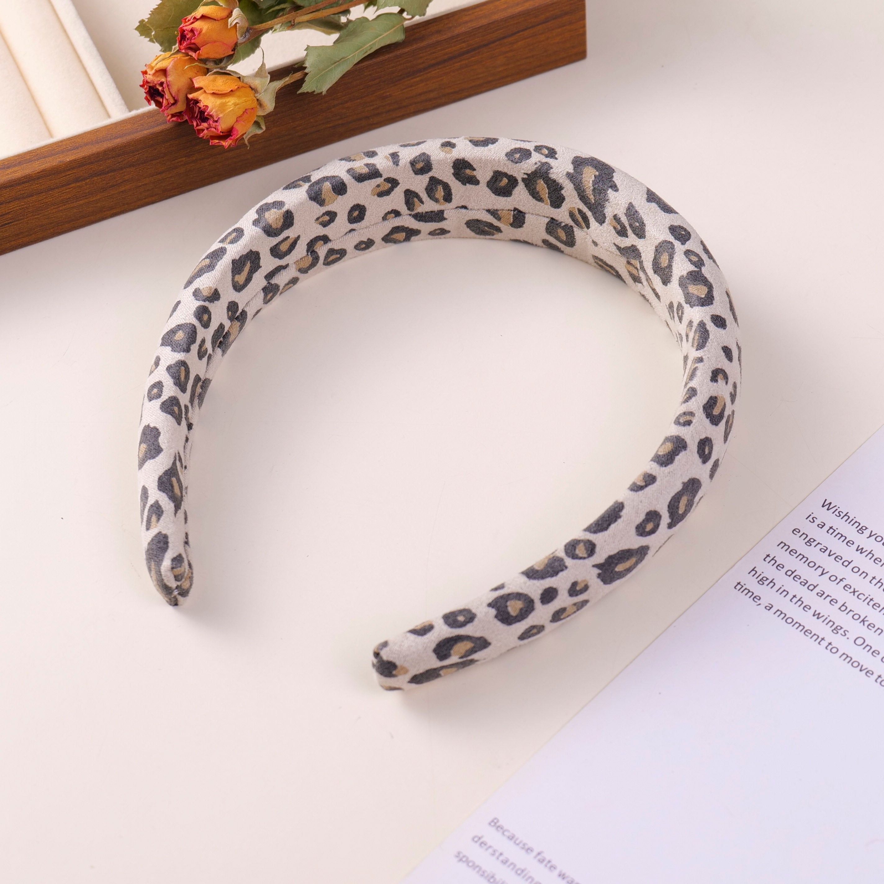Leopard Print Series High Crown Headband – White