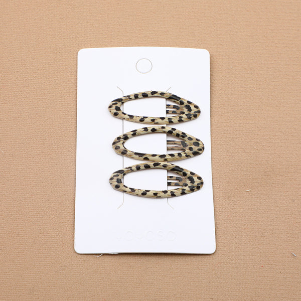 Leopard print series water drop alloy hairpin - 3PCS