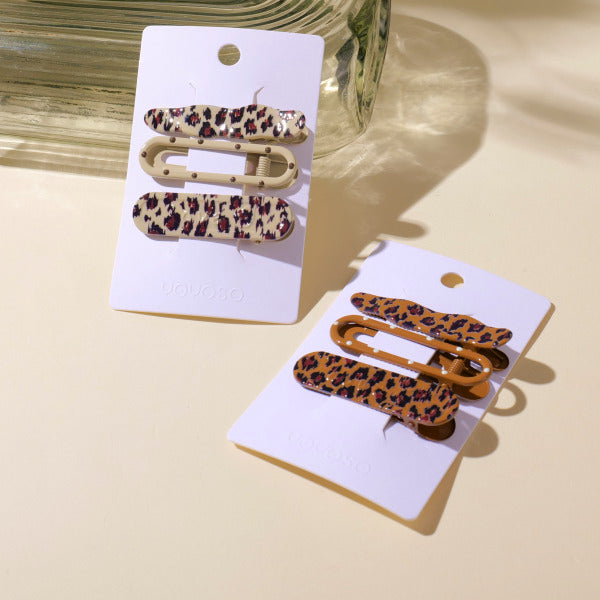 Coffee Leopard Series – Hair Clip Set – 3pcs