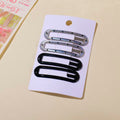 Silver and Black Oval Hair Clip Set - 4pcs