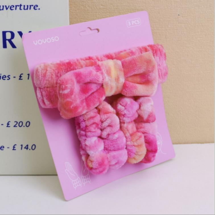 Tie-dye Series Hair Tie Wristband Set - Rose Red