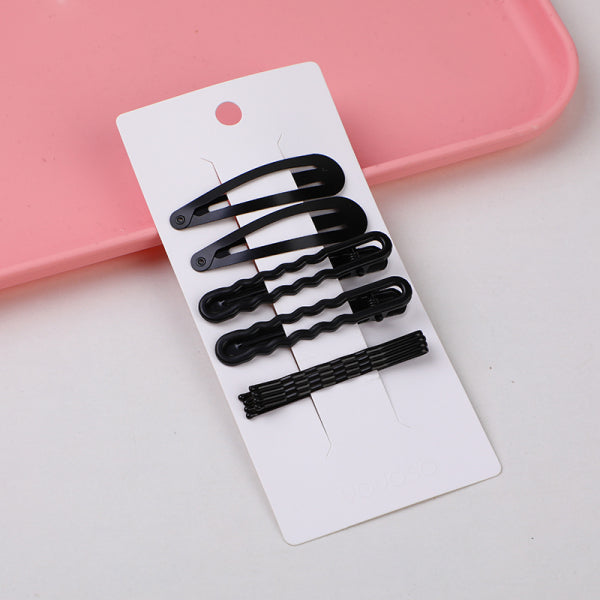 Black 8pcs hair clip combo set-008