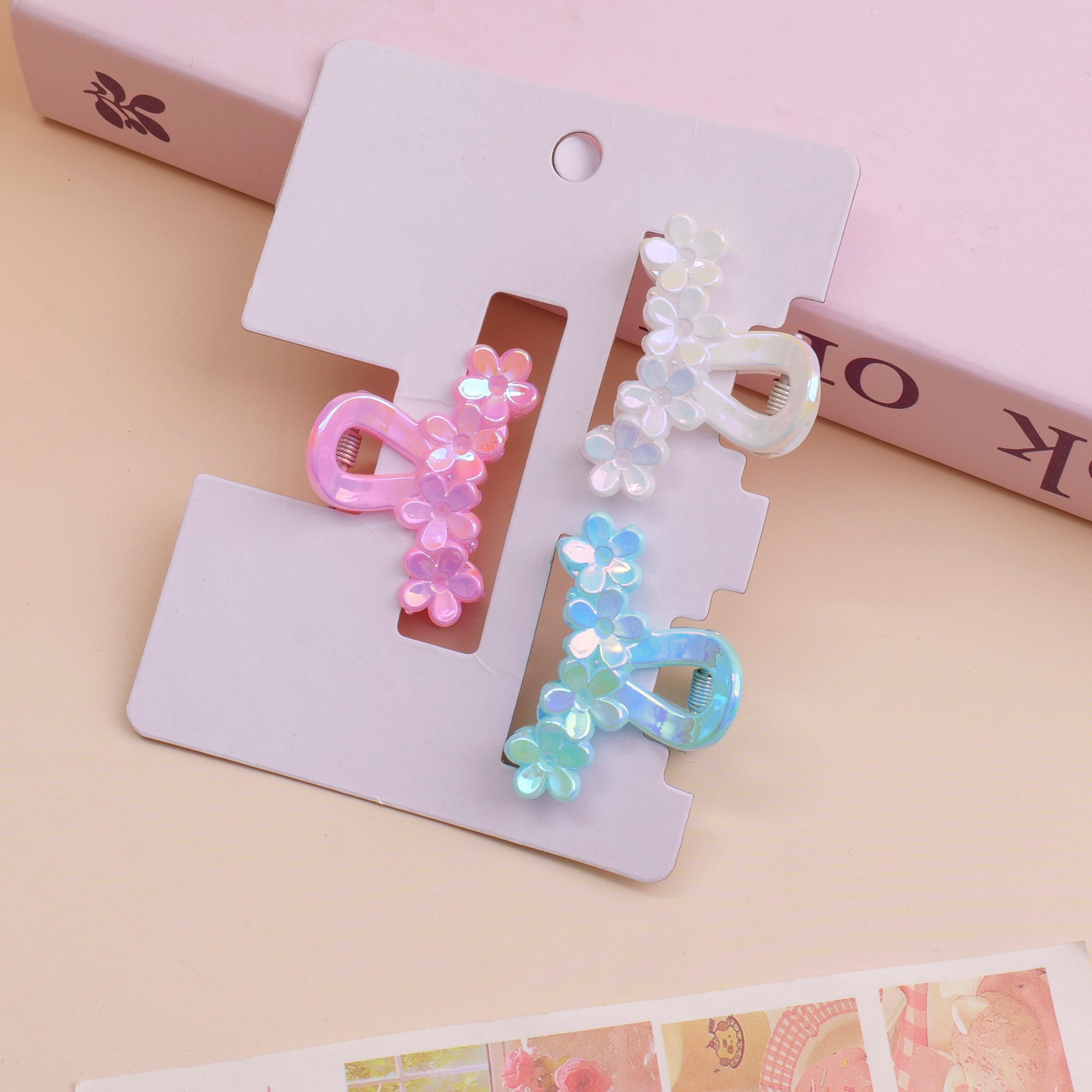 Medium-sized Laser Flower Hair Claw Clip - 3 Pieces