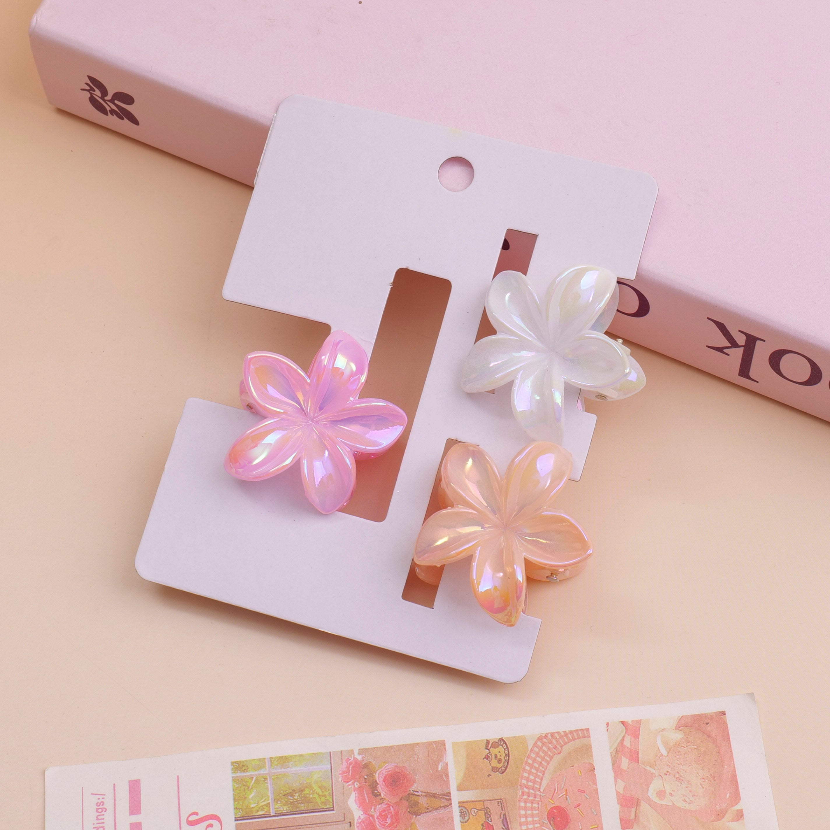 Medium-sized Laser Plumeria Hair Claw Clip - 3 Pieces