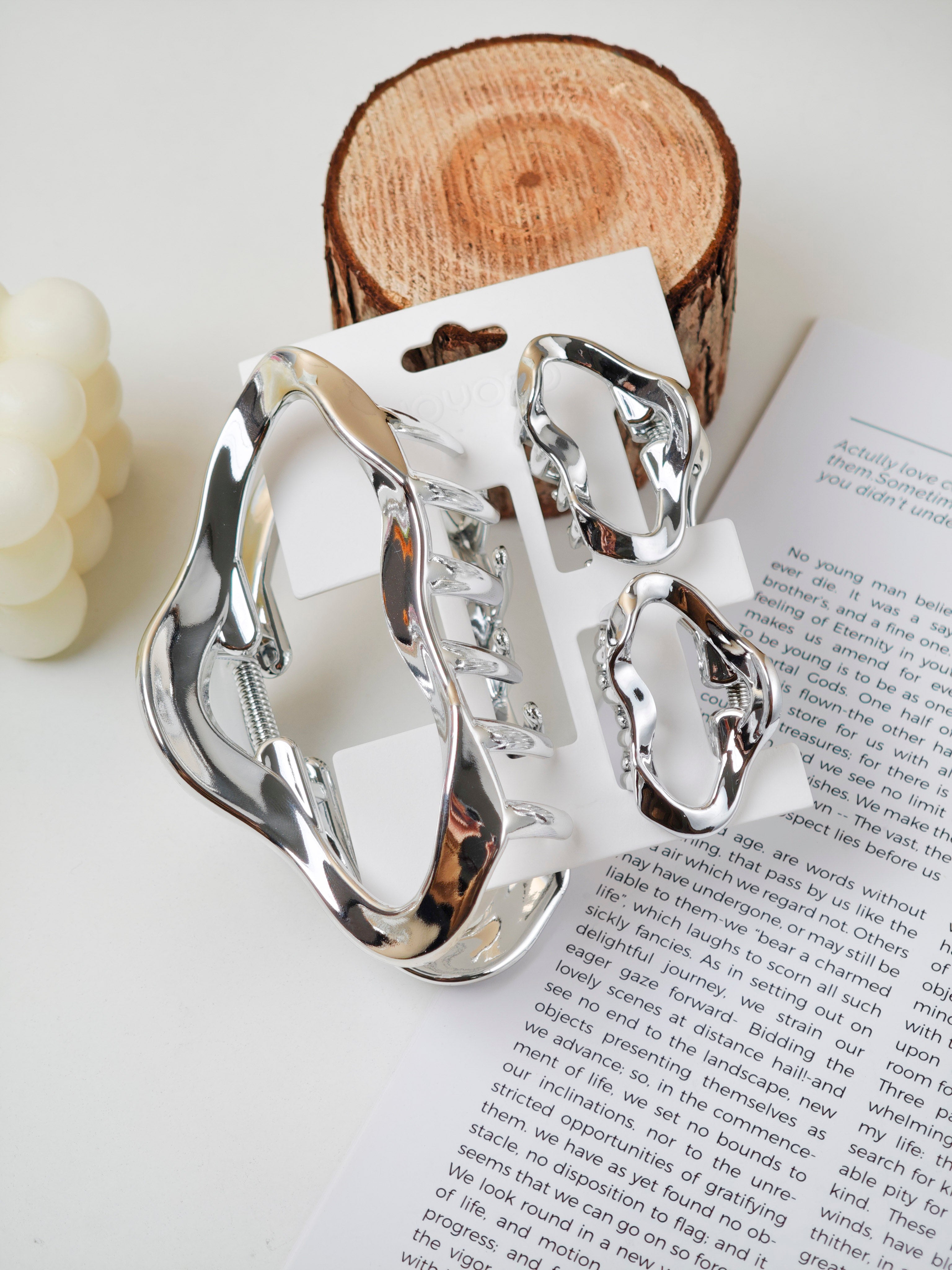 Silver Series Cloud Three-piece Set Hair Claws