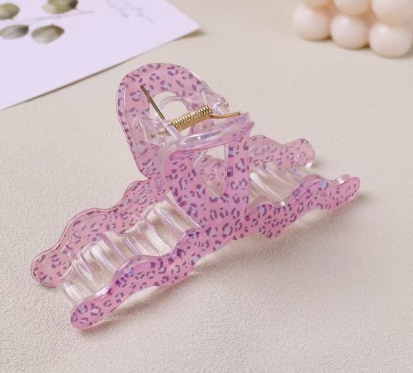 Pink Leopard Series – Wavy Claw Clip – 13cm