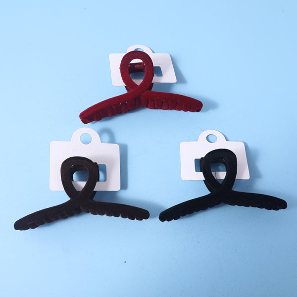 Cross flocking hair claw clip