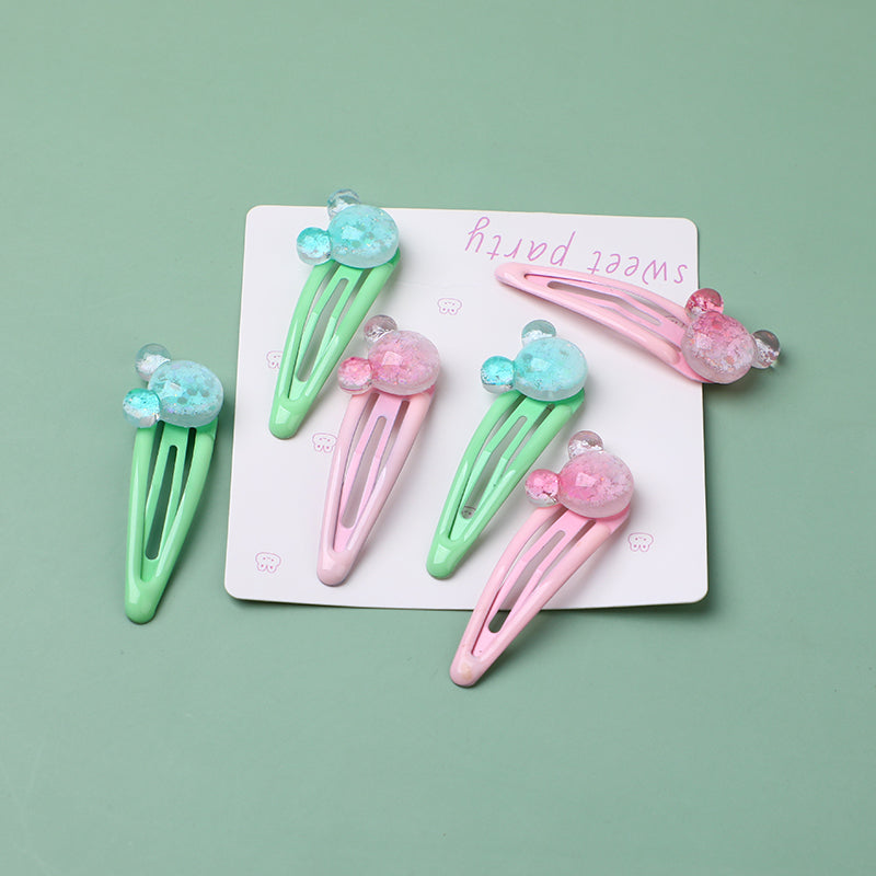 Gradient color bear children's hair clip-6pcs