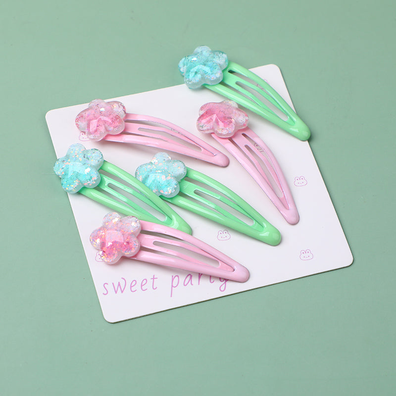 Gradient color flower children's hair clip-6pcs