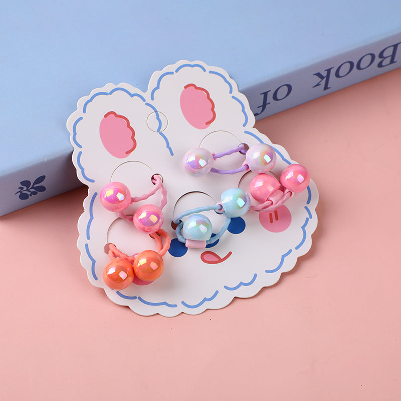 Colorful beads children's hair tie-10pcs