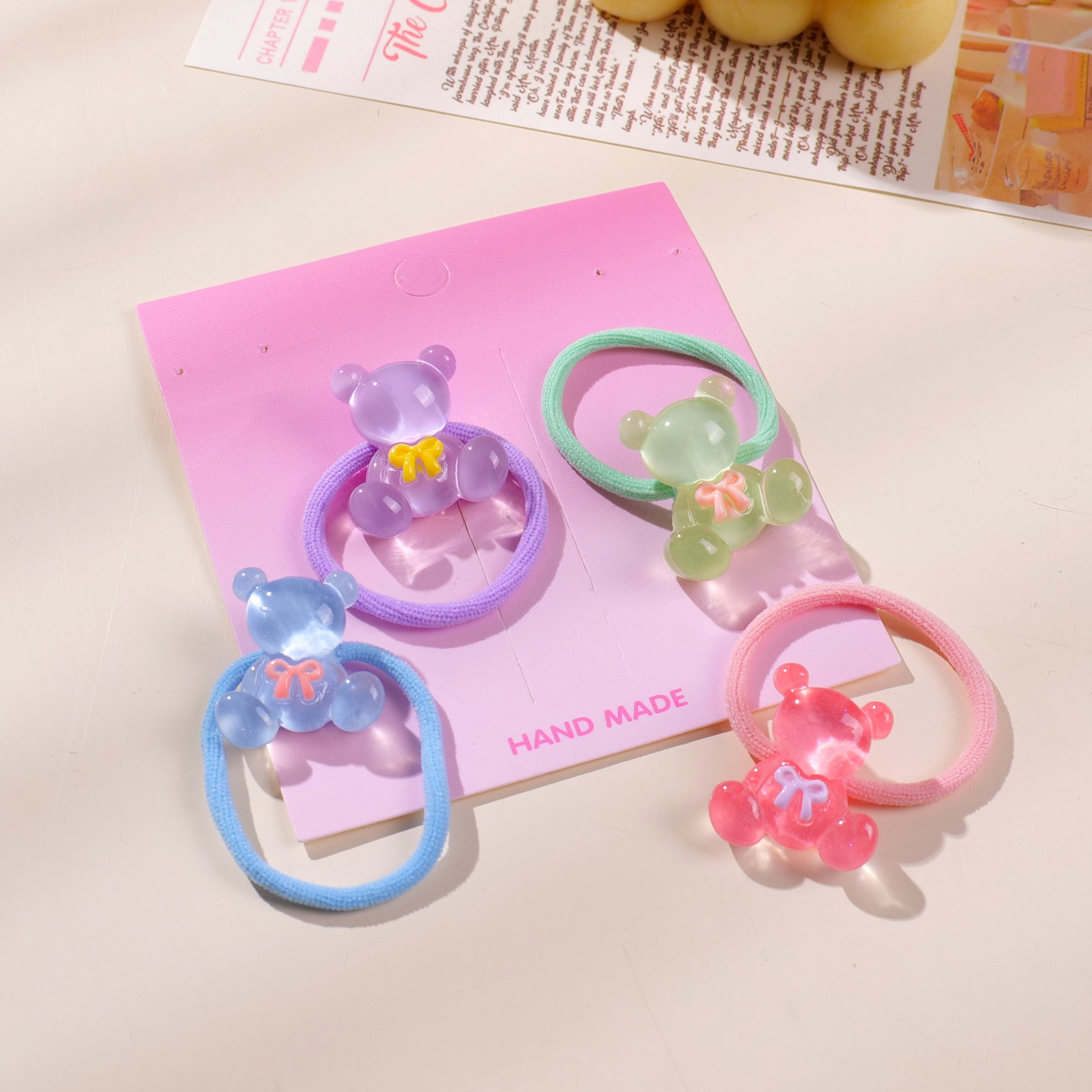 Bear Bagged Kids Hair Ties - 4pcs