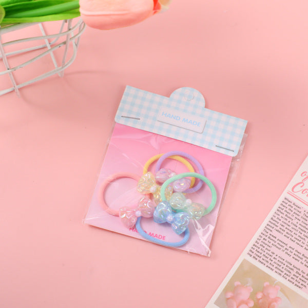 Bowknot Bagged Kids Hair Ties - 4pcs