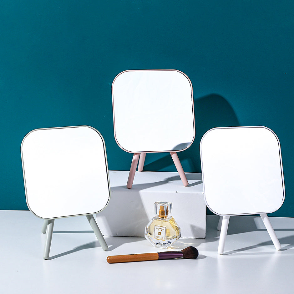 Square triangular support single side table mirror