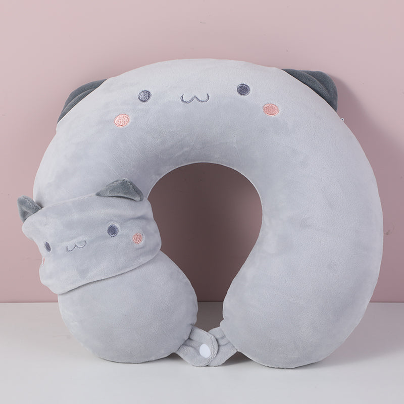 Cartoon eye mask neck pillow-grey