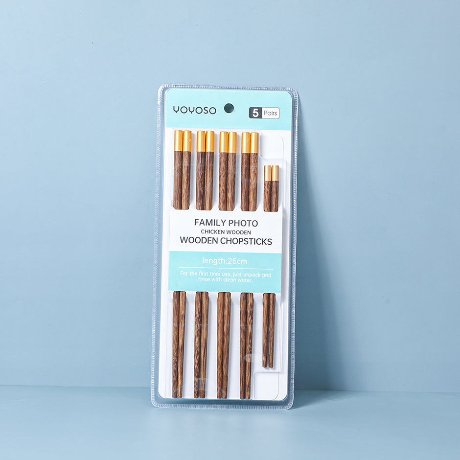 Family photo chicken wing wooden chopsticks 5 pairs