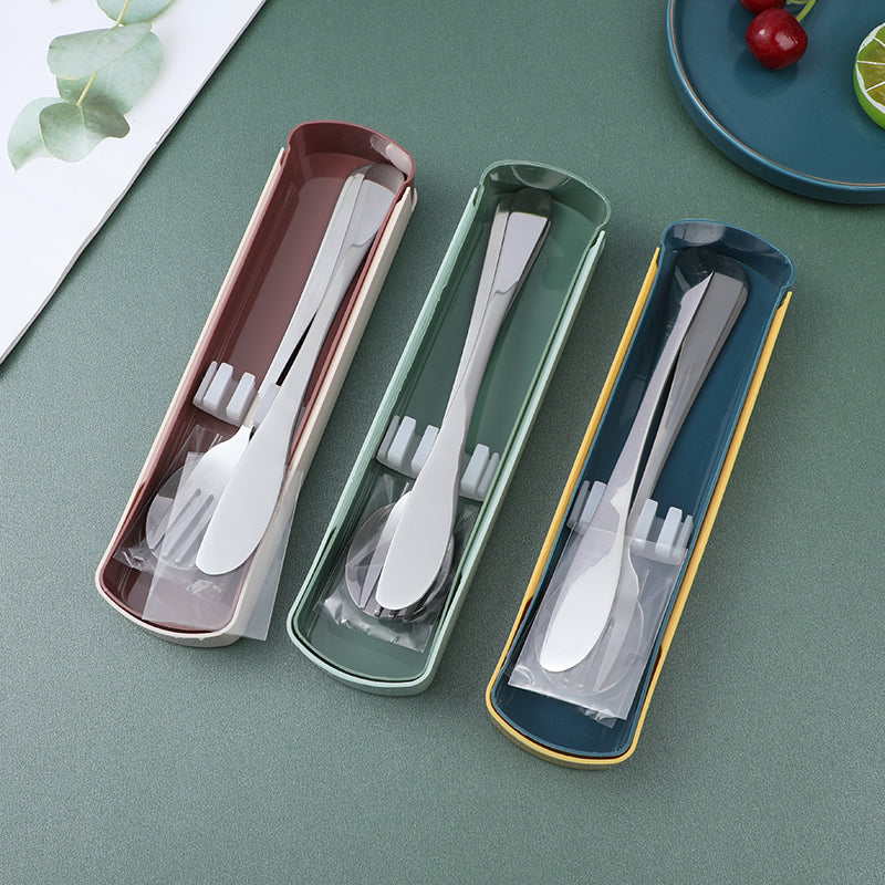 Box packed splicing color three-piece cutlery set-including knife & fork & spoon