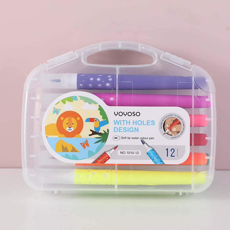 Soft tip water colour pen with holes design 12 colours