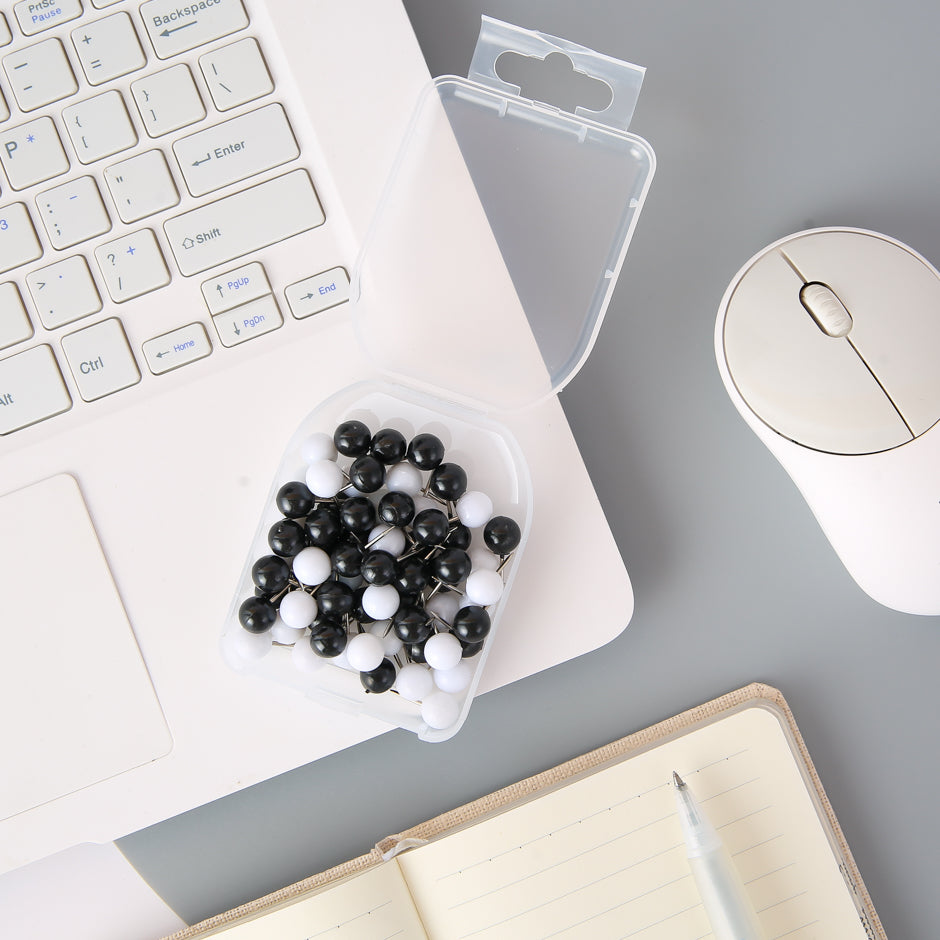 Boxed 9MM black and white ball studs - 60 PCS