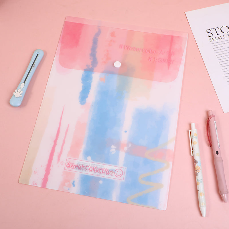 Fresh Watercolour Vertical Button File Pouch